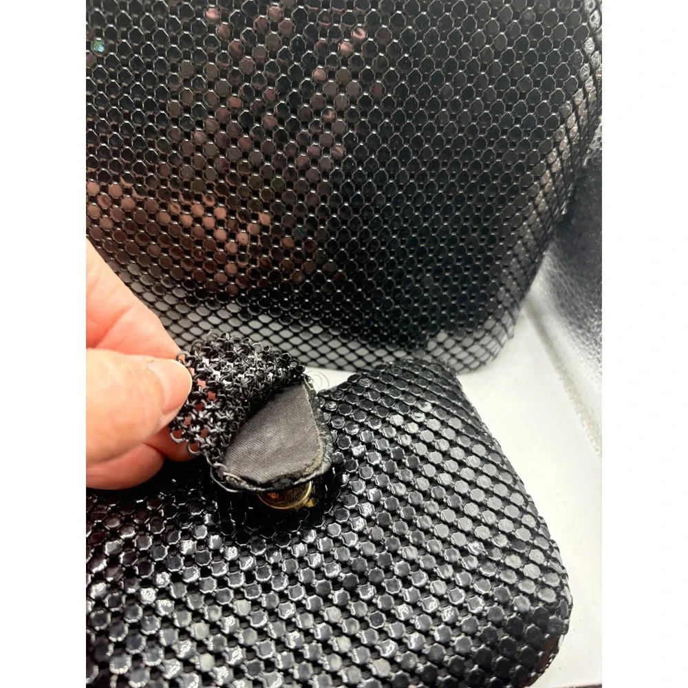 Vintage Starbags Black‎ Metallic Mesh Evening Bag with Coin Purse, leather strap